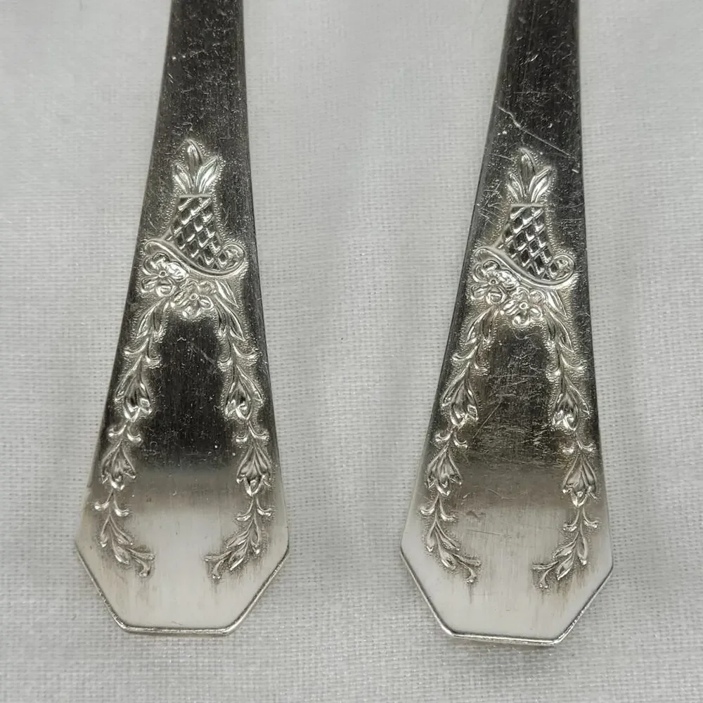 Vintage Holmes & Edwards XIV IS Silverplate Salad Forks Art Deco Pair